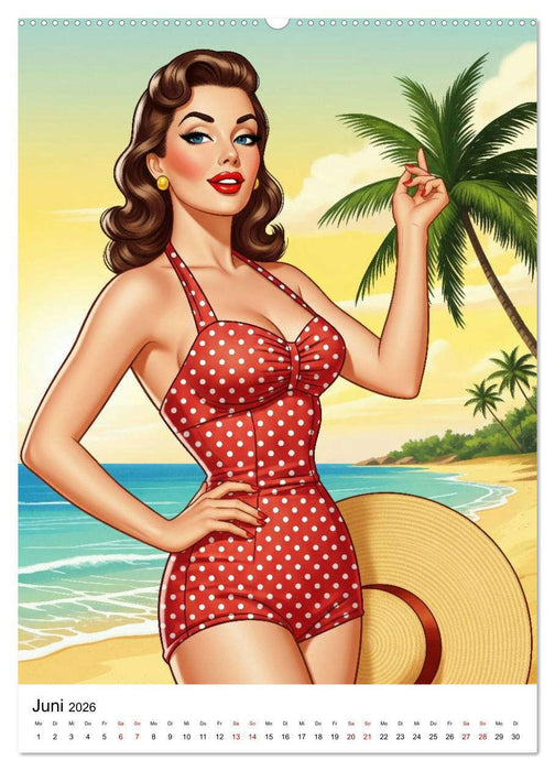 Charme & Kurven: Die Pin-ups der Golden 50s (CALVENDO Premium Wandkalender 2026)