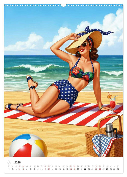 Charme & Kurven: Die Pin-ups der Golden 50s (CALVENDO Premium Wandkalender 2026)