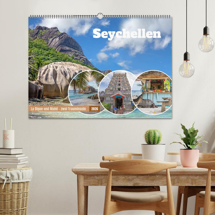 Seychellen: La Digue und Mahé - zwei Trauminseln (CALVENDO Wandkalender 2026)