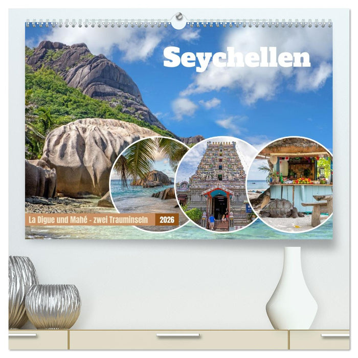Seychellen: La Digue und Mahé - zwei Trauminseln (CALVENDO Premium Wandkalender 2026)