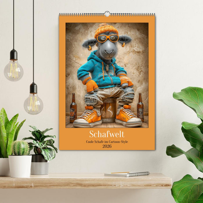 Schafwelt. Coole Schafe im Cartoon-Style (CALVENDO Wandkalender 2026)