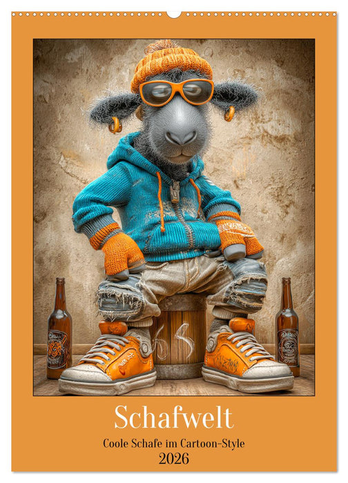Schafwelt. Coole Schafe im Cartoon-Style (CALVENDO Wandkalender 2026)