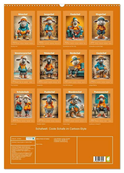 Schafwelt. Coole Schafe im Cartoon-Style (CALVENDO Wandkalender 2026)