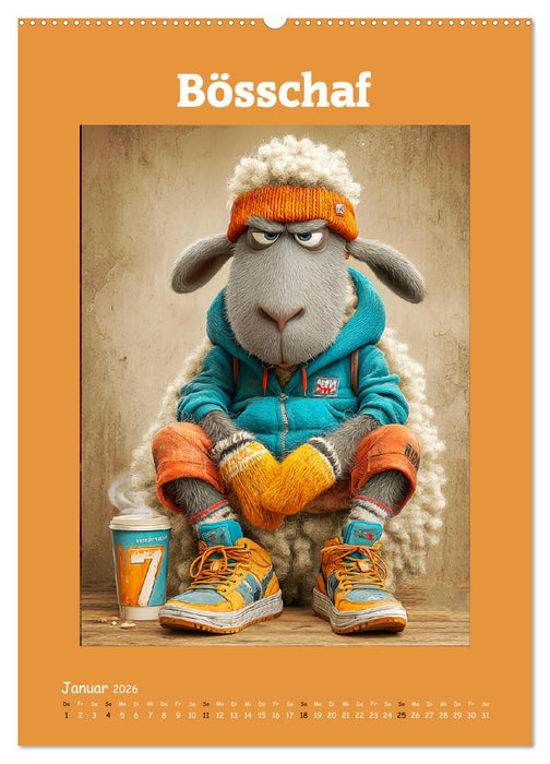 Schafwelt. Coole Schafe im Cartoon-Style (CALVENDO Wandkalender 2026)