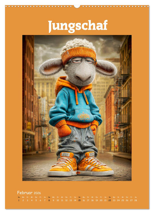 Schafwelt. Coole Schafe im Cartoon-Style (CALVENDO Premium Wandkalender 2026)