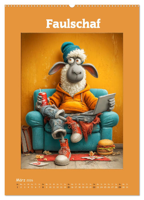 Schafwelt. Coole Schafe im Cartoon-Style (CALVENDO Premium Wandkalender 2026)