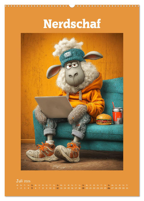 Schafwelt. Coole Schafe im Cartoon-Style (CALVENDO Premium Wandkalender 2026)