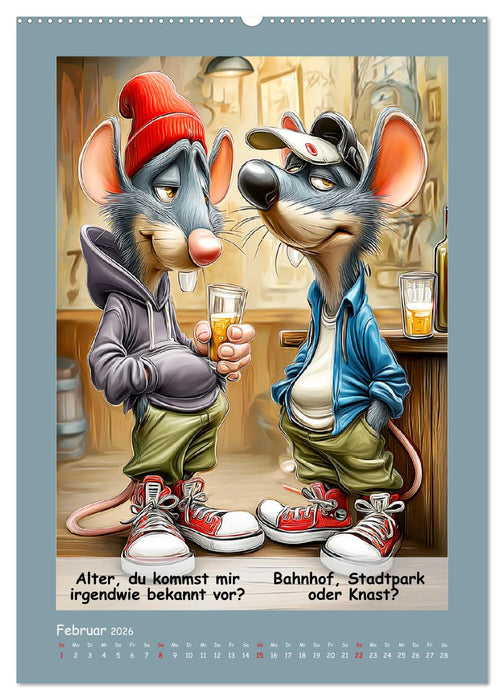 Rattige Jungs. Trockener, böser Stadtratten-Humor (CALVENDO Premium Wandkalender 2026)