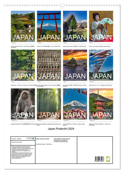 Japan PosterArt 2024 (CALVENDO Wandkalender 2026)