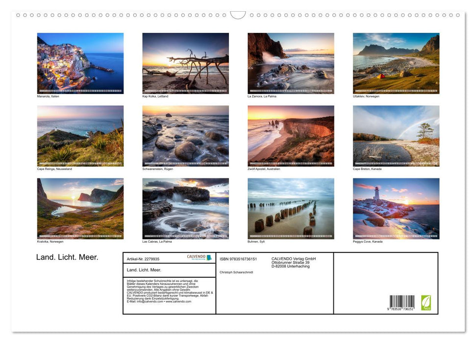 Land. Licht. Meer. (CALVENDO Wandkalender 2026)