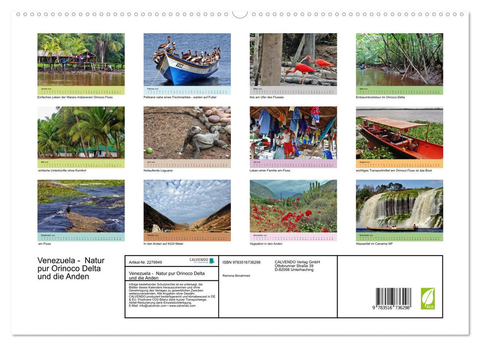Venezuela - Natur pur Orinoco Delta und die Anden (CALVENDO Premium Wandkalender 2026)