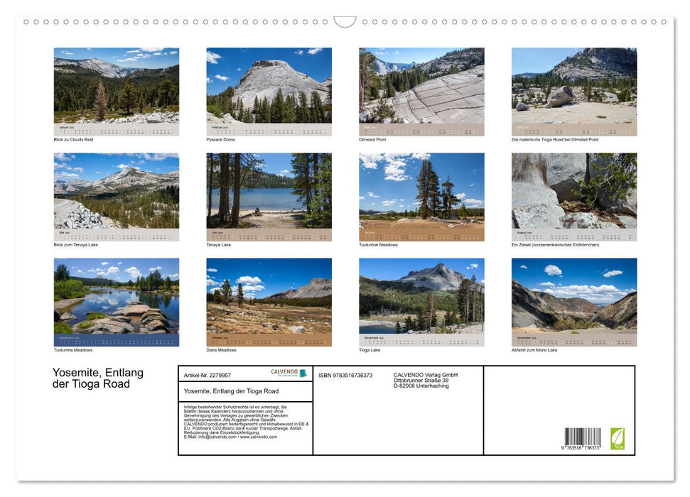 Yosemite, Entlang der Tioga Road (CALVENDO Wandkalender 2026)