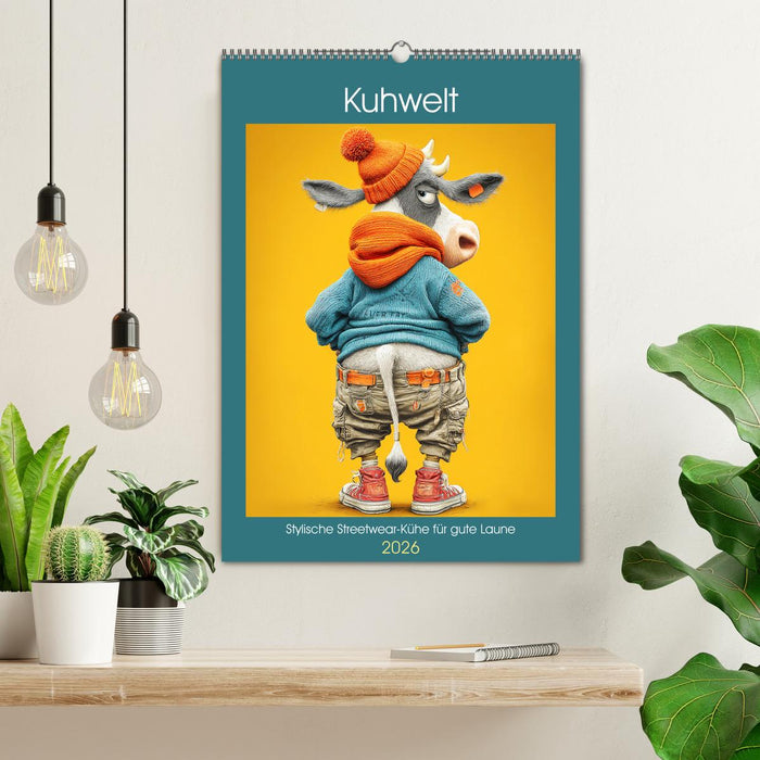 Kuhwelt. Stylische Streetwear-Kühe für gute Laune (CALVENDO Wandkalender 2026)