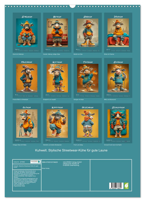 Kuhwelt. Stylische Streetwear-Kühe für gute Laune (CALVENDO Wandkalender 2026)