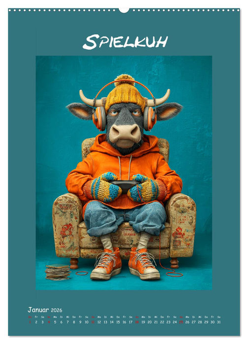 Kuhwelt. Stylische Streetwear-Kühe für gute Laune (CALVENDO Wandkalender 2026)