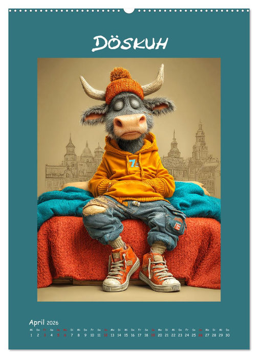 Kuhwelt. Stylische Streetwear-Kühe für gute Laune (CALVENDO Wandkalender 2026)