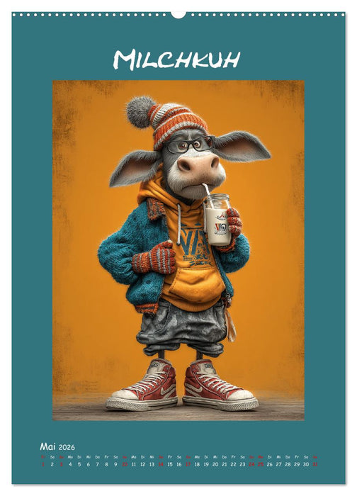 Kuhwelt. Stylische Streetwear-Kühe für gute Laune (CALVENDO Wandkalender 2026)