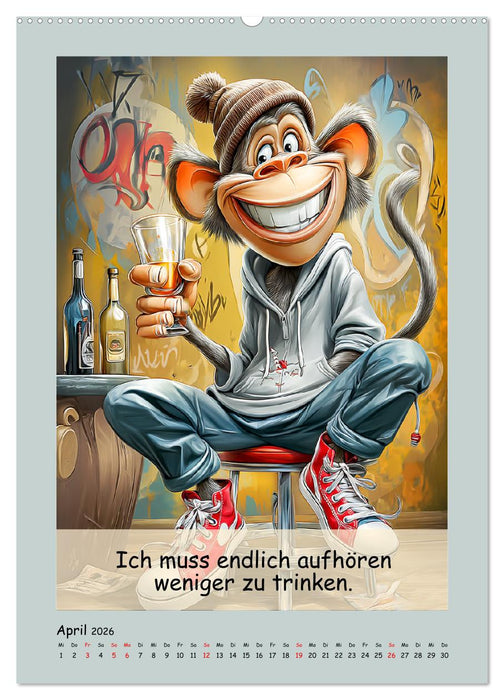 Affengeil. Humor aus dem Großstadtdschungel (CALVENDO Premium Wandkalender 2026)