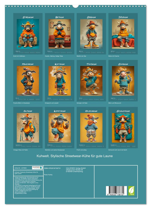 Kuhwelt. Stylische Streetwear-Kühe für gute Laune (CALVENDO Premium Wandkalender 2026)