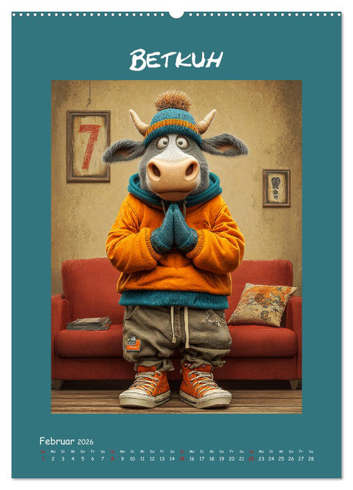 Kuhwelt. Stylische Streetwear-Kühe für gute Laune (CALVENDO Premium Wandkalender 2026)