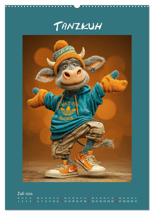 Kuhwelt. Stylische Streetwear-Kühe für gute Laune (CALVENDO Premium Wandkalender 2026)