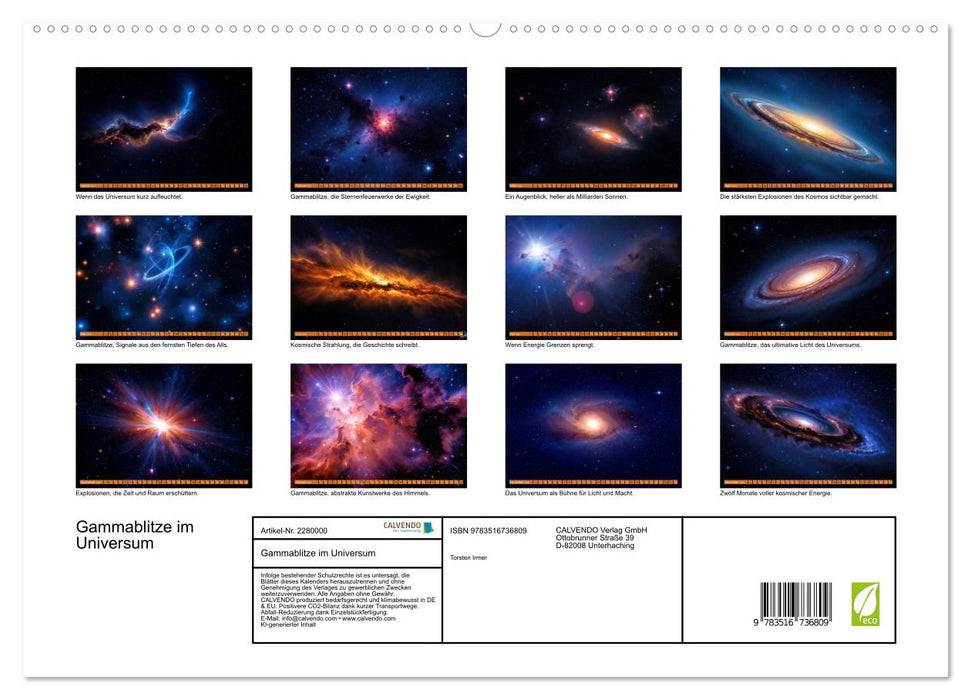 Gammablitze im Universum (CALVENDO Premium Wandkalender 2026)