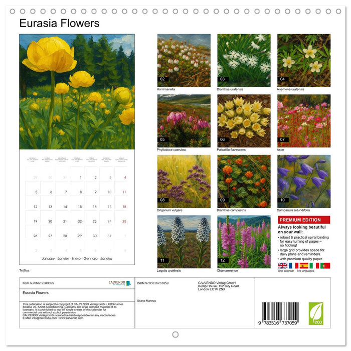 Eurasia Flowers (CALVENDO Monthly Calendar 2026)