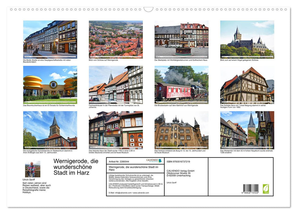 Wernigerode, die wunderschöne Stadt im Harz (CALVENDO Wandkalender 2026)