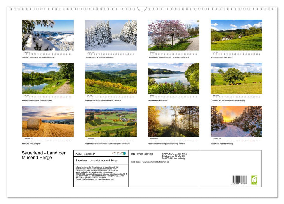 Sauerland - Land der tausend Berge (CALVENDO Wandkalender 2026)