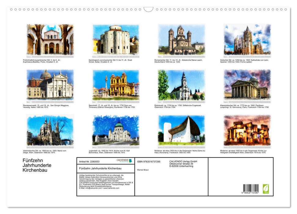 Fünfzehn Jahrhunderte Kirchenbau (CALVENDO Wandkalender 2026)
