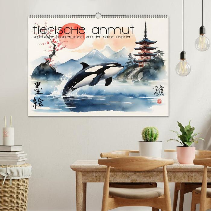 Tierische Anmut - japanische Aquarellkunst von der Natur inspiriert (CALVENDO Wandkalender 2026)