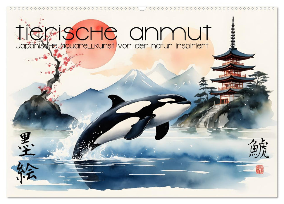 Tierische Anmut - japanische Aquarellkunst von der Natur inspiriert (CALVENDO Wandkalender 2026)