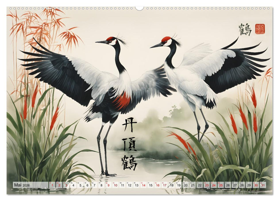 Tierische Anmut - japanische Aquarellkunst von der Natur inspiriert (CALVENDO Wandkalender 2026)