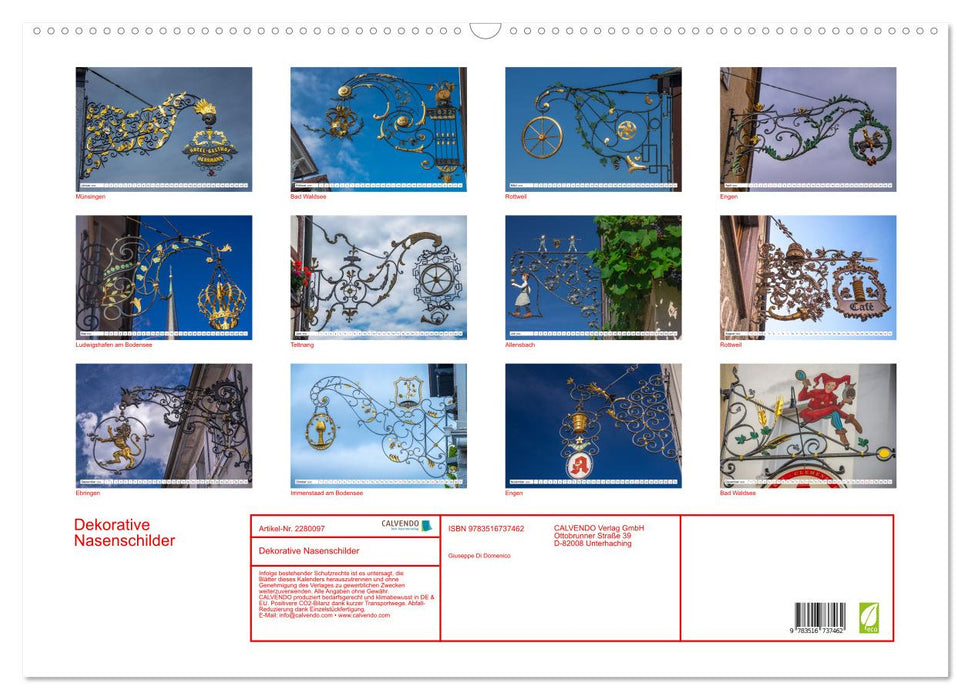 Dekorative Nasenschilder (CALVENDO Wandkalender 2026)