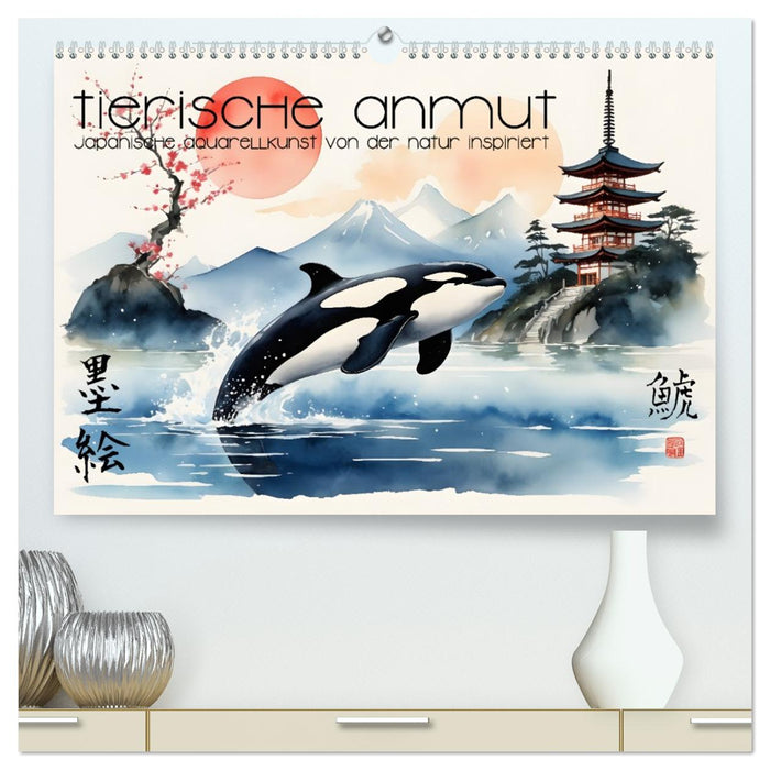 Tierische Anmut - japanische Aquarellkunst von der Natur inspiriert (CALVENDO Premium Wandkalender 2026)