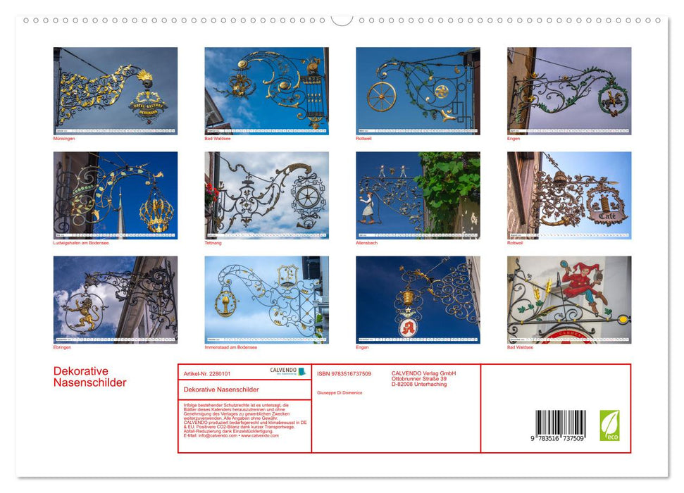 Dekorative Nasenschilder (CALVENDO Premium Wandkalender 2026)