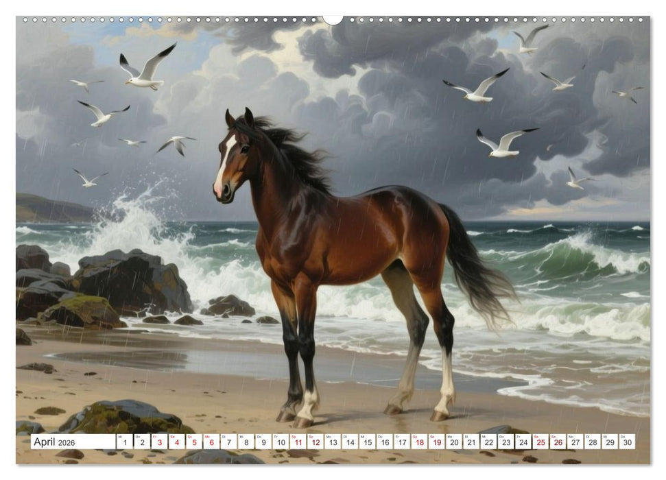 Pferdegemälde, inspiriert von den Alten Meistern (CALVENDO Wandkalender 2026)