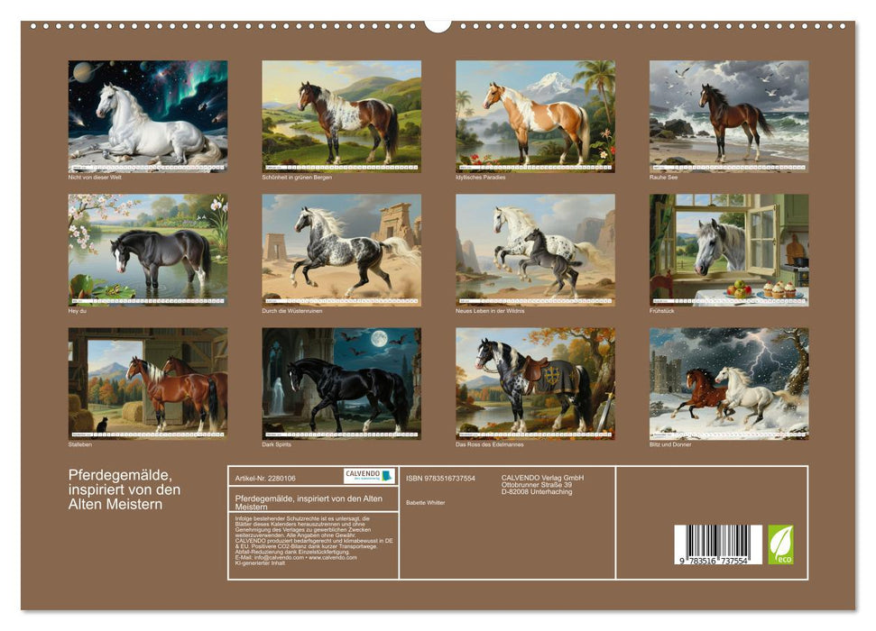 Pferdegemälde, inspiriert von den Alten Meistern (CALVENDO Premium Wandkalender 2026)