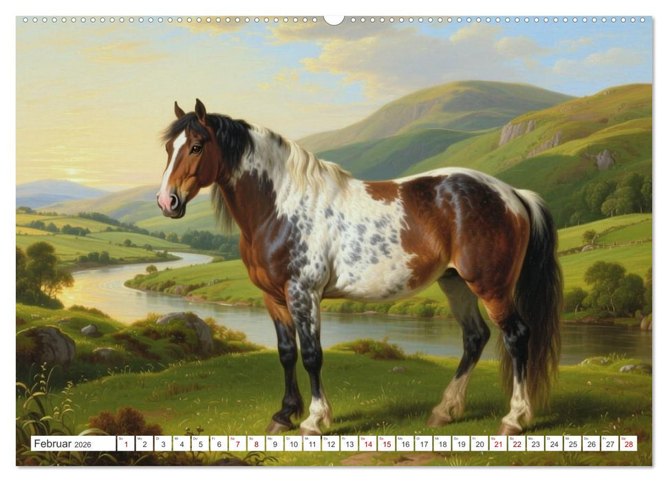 Pferdegemälde, inspiriert von den Alten Meistern (CALVENDO Premium Wandkalender 2026)