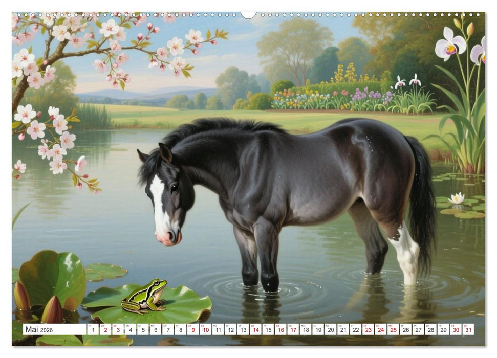 Pferdegemälde, inspiriert von den Alten Meistern (CALVENDO Premium Wandkalender 2026)