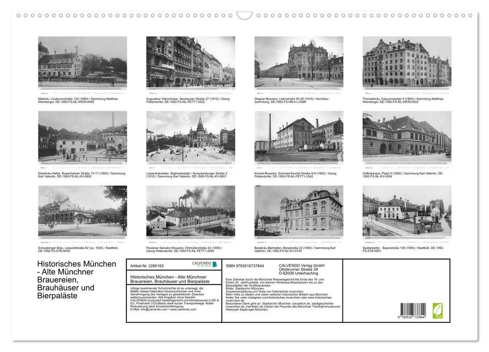 Historisches München - Alte Münchner Brauereien, Brauhäuser und Bierpaläste (CALVENDO Wandkalender 2026)