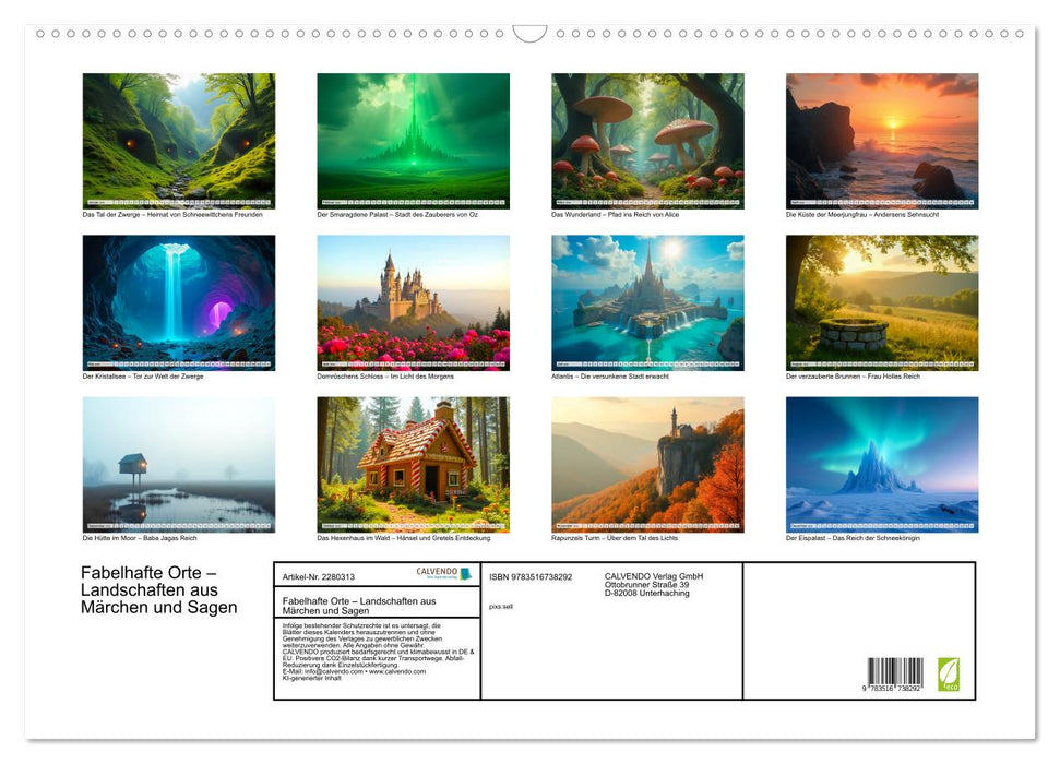 Fabelhafte Orte – Landschaften aus Märchen und Sagen (CALVENDO Wandkalender 2026)