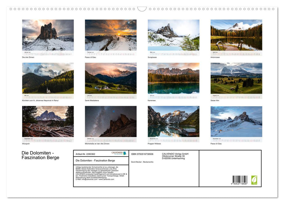 Die Dolomiten - Faszination Berge (CALVENDO Wandkalender 2026)