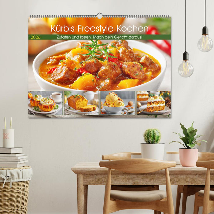 Kürbis-Freestyle-Kochen. Zutaten und Ideen. Mach dein Gericht daraus! (CALVENDO Wandkalender 2026)