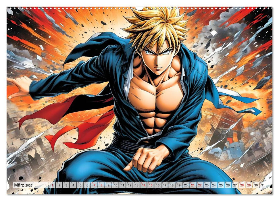 Manga Action Heroes (CALVENDO Premium Wandkalender 2026)