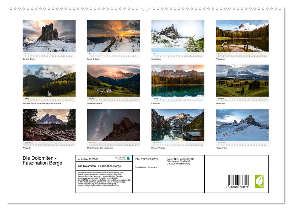 Die Dolomiten - Faszination Berge (CALVENDO Premium Wandkalender 2026)