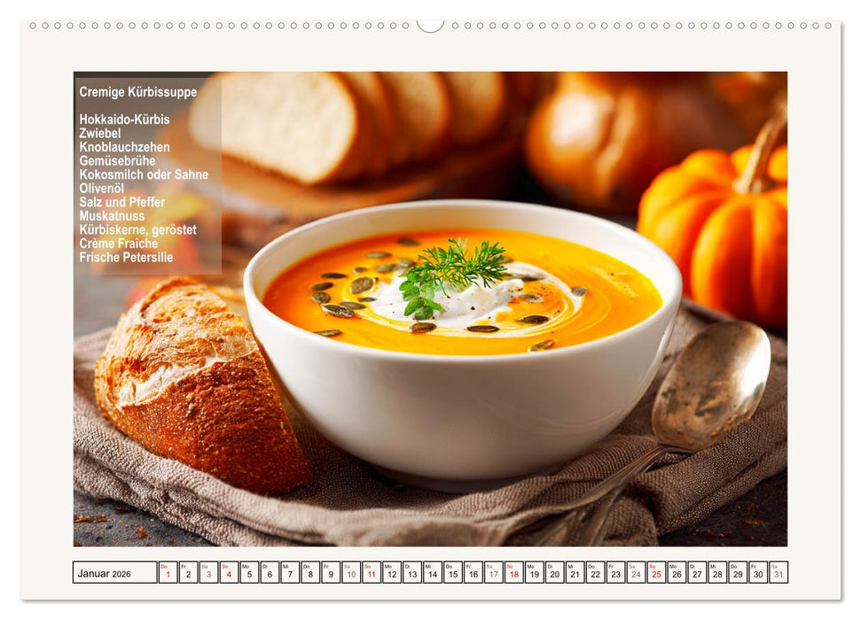 Kürbis-Freestyle-Kochen. Zutaten und Ideen. Mach dein Gericht daraus! (CALVENDO Premium Wandkalender 2026)