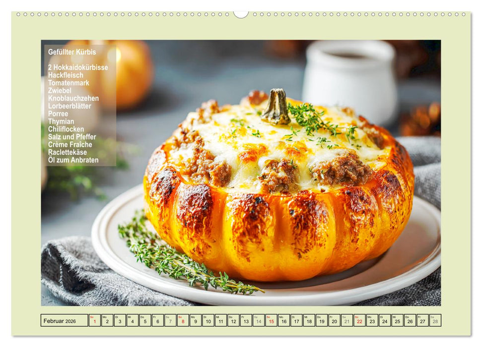 Kürbis-Freestyle-Kochen. Zutaten und Ideen. Mach dein Gericht daraus! (CALVENDO Premium Wandkalender 2026)