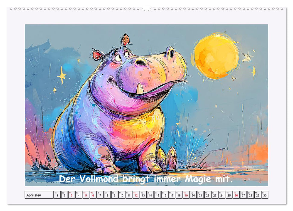 Süße Flusspferde. Hippopotamus Weisheiten zum Schmunzeln (CALVENDO Wandkalender 2026)
