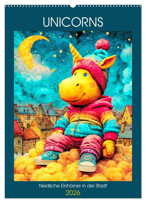 Unicorns. Niedliche Einhörner in der Stadt (CALVENDO Wandkalender 2026)
